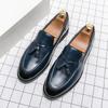 Fashion Size:38-46 American Academy Style Fringe Loafers for Men Men's Bottoms Casual Shoes Outdoor Fashion Blue Patent Leather Shoes