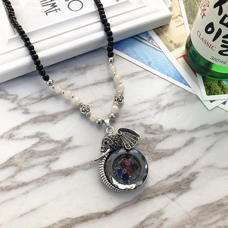 Ожерелье из бисера, длинная винтажная веревка в стиле бохо, ломтик цепи, каменные подвески, богемные этнические женщины