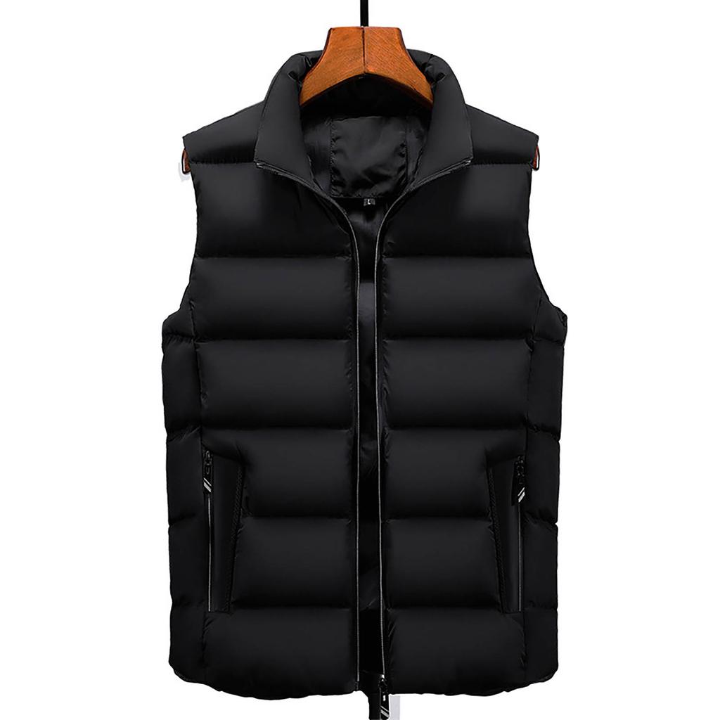 Men Winter Fashion Stand Collar Color Waistcoat Vest Jacket Top Coat