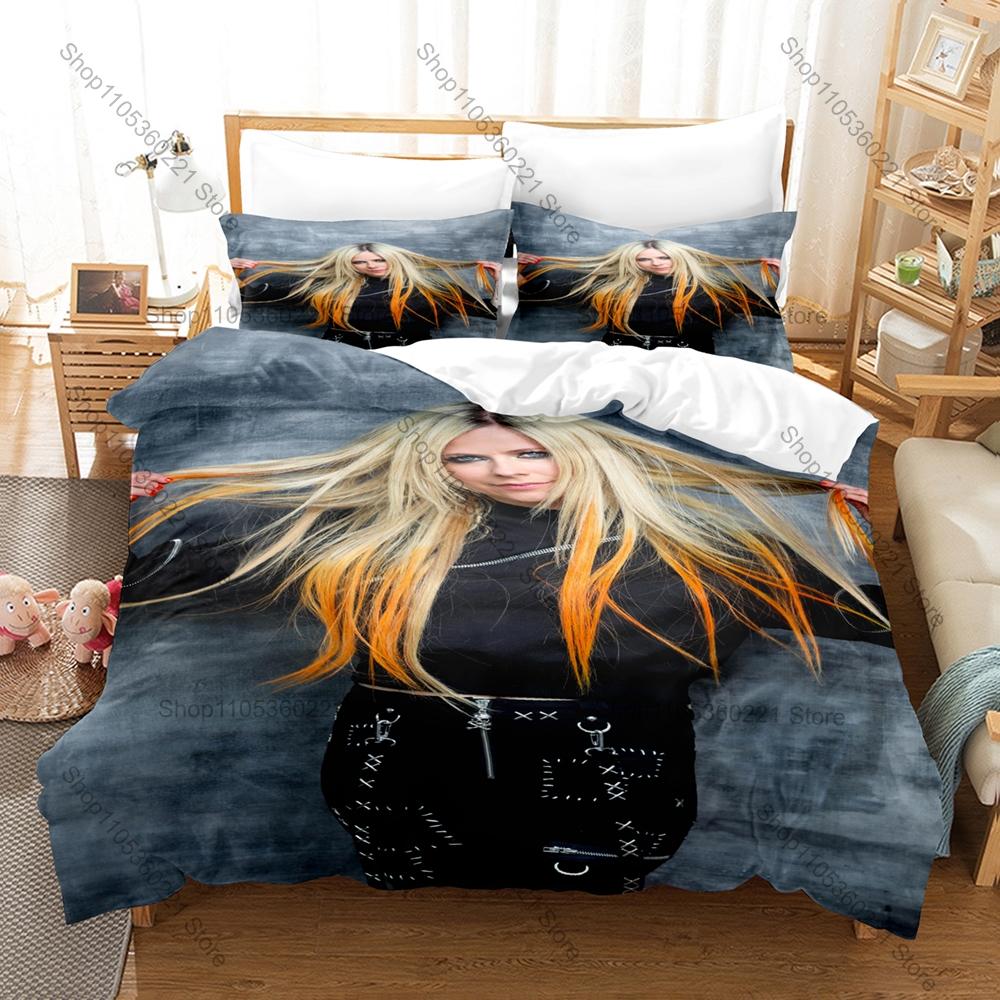 Постельное белье Avril Lavigne 3 предмета, 3D-печать, певец, музыка, пододеяльник, наволочка, размер Twin, Full, Queen, King, мягкая микрофибра
