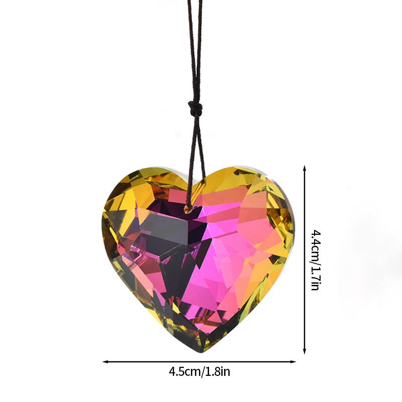 Crystal Peach Heart Suncatcher Rainbow Sun Catcher Wind Chime Prism Garden Hanging Pendant Crystal Craft Accessories Gift