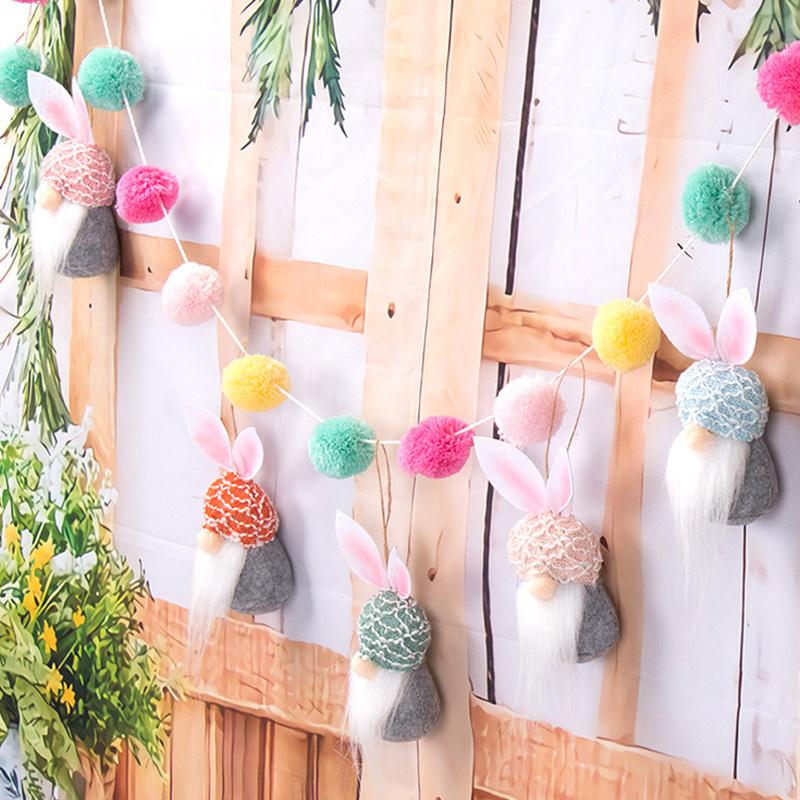 5 Pcs Easter Gnome Bunny Rabbit Nordic Gonk Dwarf Plush Doll Ornaments Kids Gift Decor