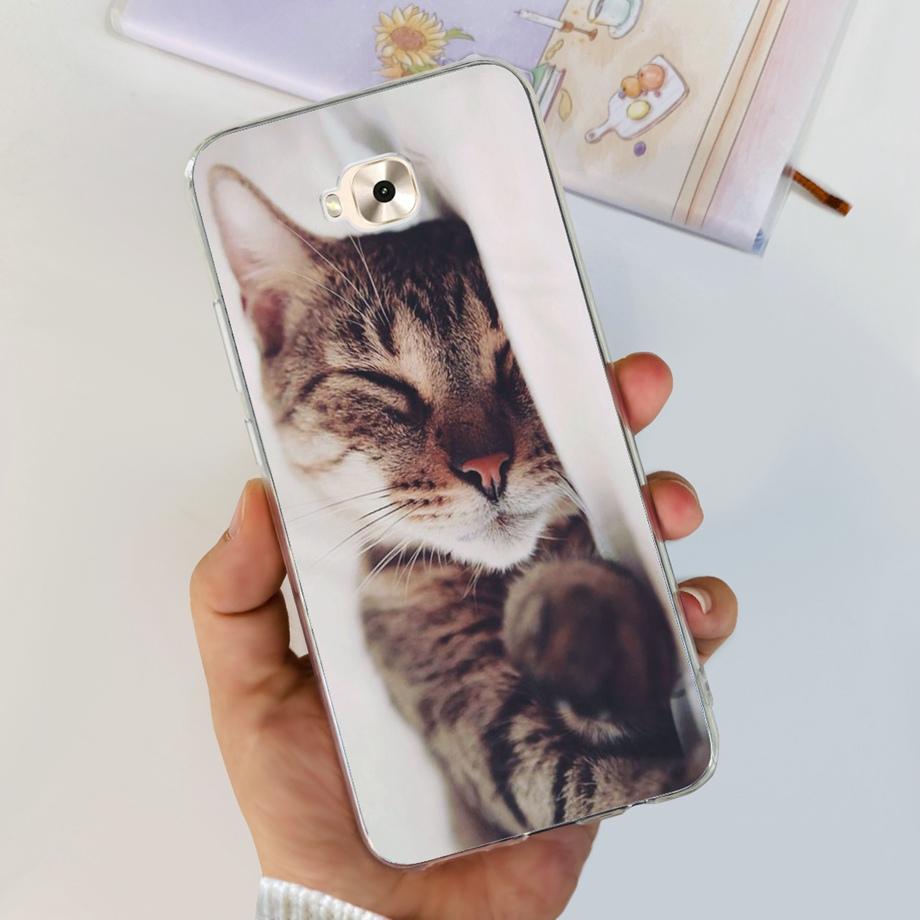 Soft TPU Slim Capa For ASUS ZENFONE ZOOM S ZE553KL Case ASUS ZENFONE 4 SELFIE ZD553KL Back Cover Transparent Cow Print Lion Etui