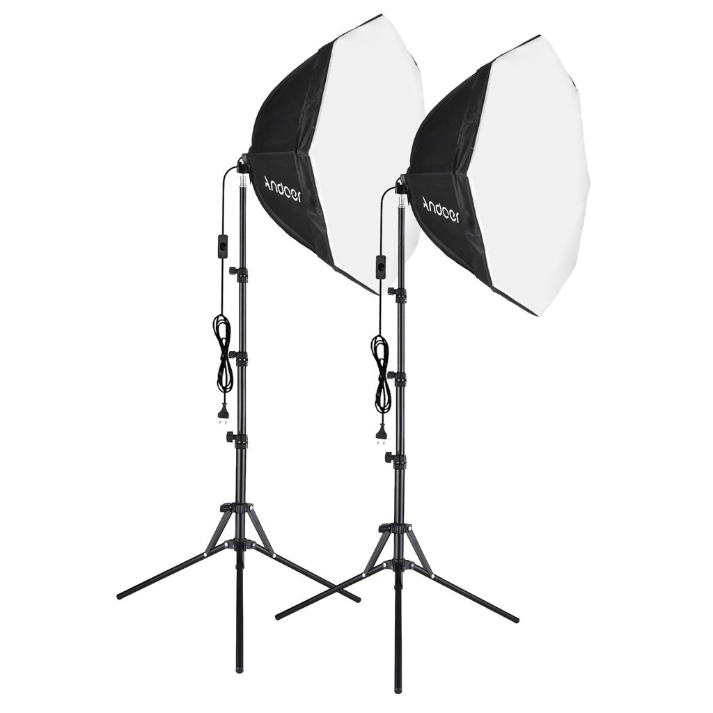 Andoer Studio Photography Softbox Kit with 70cm/28in Octagon Photography Softbox * 2 + 1.5M Metal