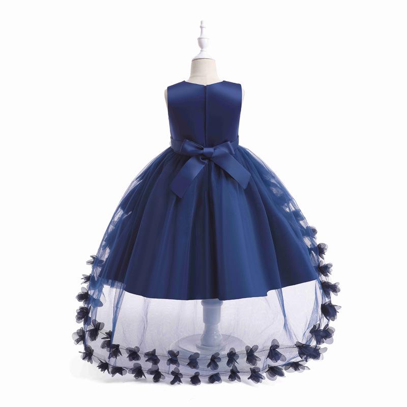 Платье для девочек из пушистой пряжи Cross-Border с бусинами и бантом