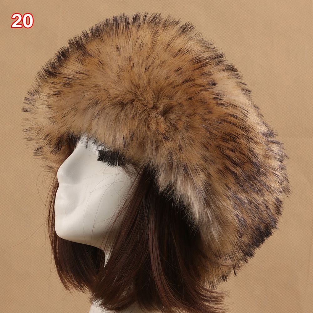 Outdoor Earwarmer Winter Thick Fluffy Faux Fur Women Russian Cap Headband Hat