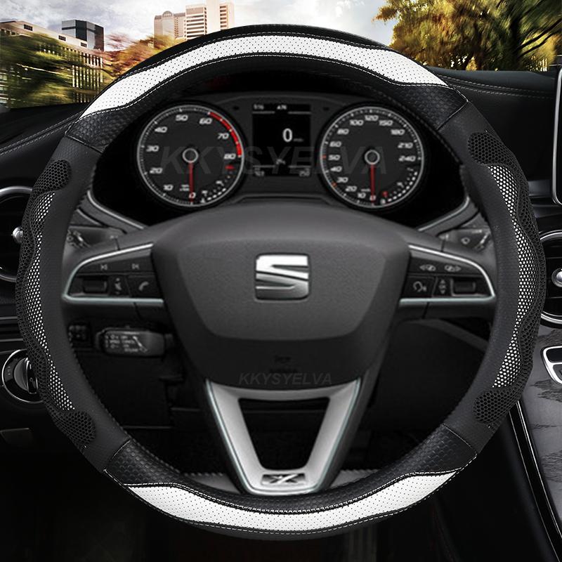 Car Steering Wheel Cover Microfiber Leather 38cm Non-Slip For Seat Tarraco Arona Ateca Ibiza Toledo Mii Leon Arosa Exeo ST FR