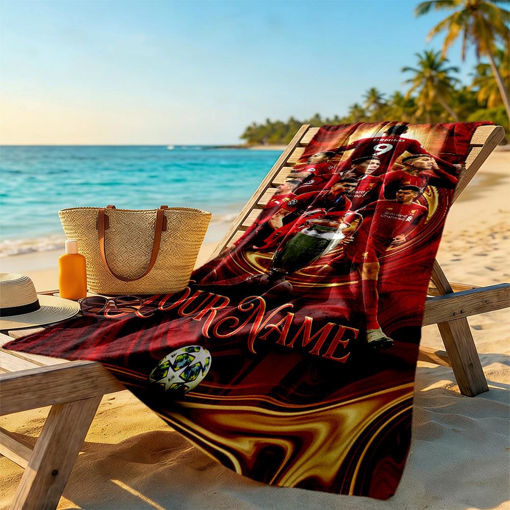 Liverpool Fc Customize Your Name Beach Towel Super Soft Absorbent Suitable For Swimming Gym Camping Yoga Vacation