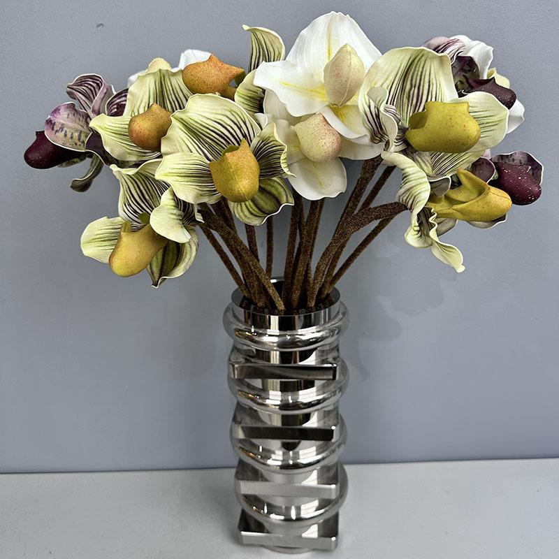 Artificial Paphiopedilum Decorative Bouquet for Office Garden Decoration Home Decor Plastic Artificial Flower Artificial Plants