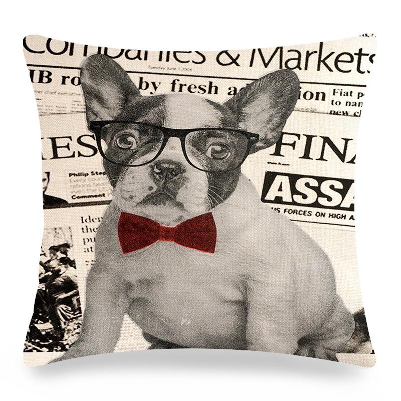Cute Pet Pug Dog Digital Printing Short Plush Pillow Covers Decorative For Car Sofa Office Cushion Cover Home Goods 60X60Cm