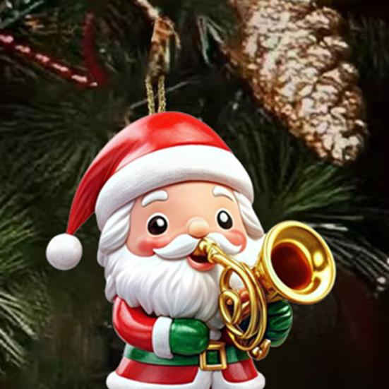 Деревянное Рождественское Украшение 2D Дед Мороз на Воздушном Шаре/Едущий на Велосипеде/Пингвин/Эльф Подвесной