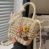 Handmade Woven Bag Women's New Trendy Straw Woven Beach Bag Women Ins Japanese Girl One Shoulder Handbag Women