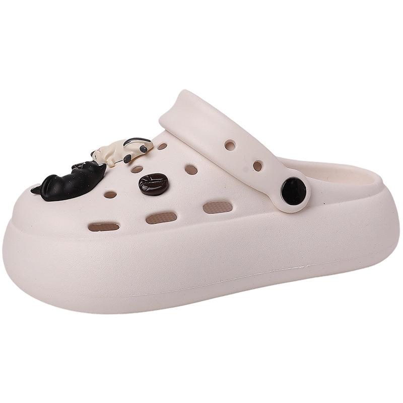 Милые мультяшные туфли-дырки для девочки-котенка, летняя мода, EVA, уличная носка, нескользящие, пляжные, повседневные, шлепанцы с головой сумки, тренд