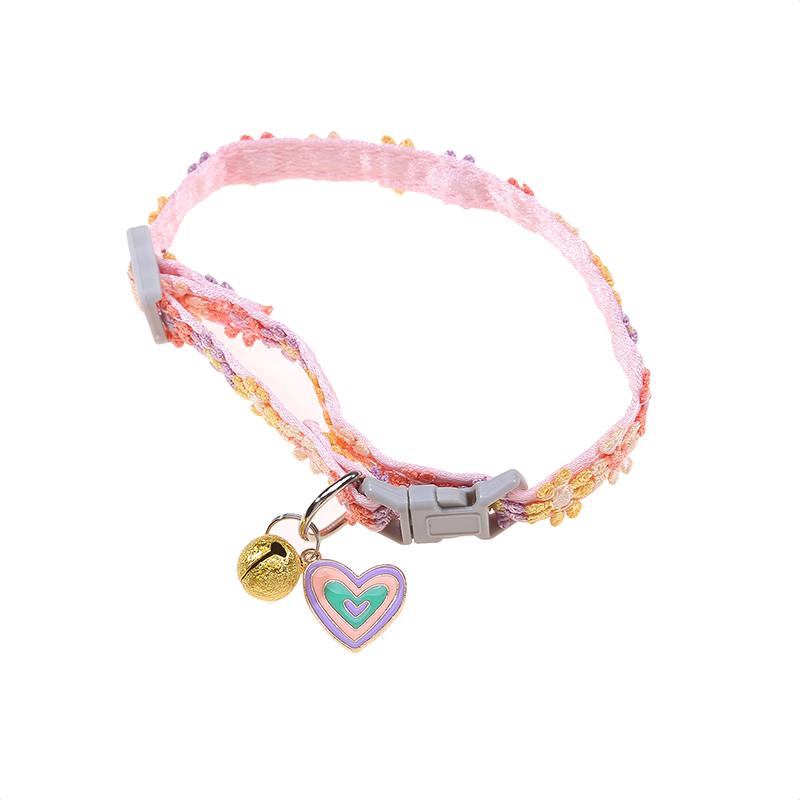 Cute Lovely Sweet Pet Collar Necklace Dog Cat Collar With Bell Pendant Adjustable Small Medium Dogs Puppy Safety Buckle Pet Supplies