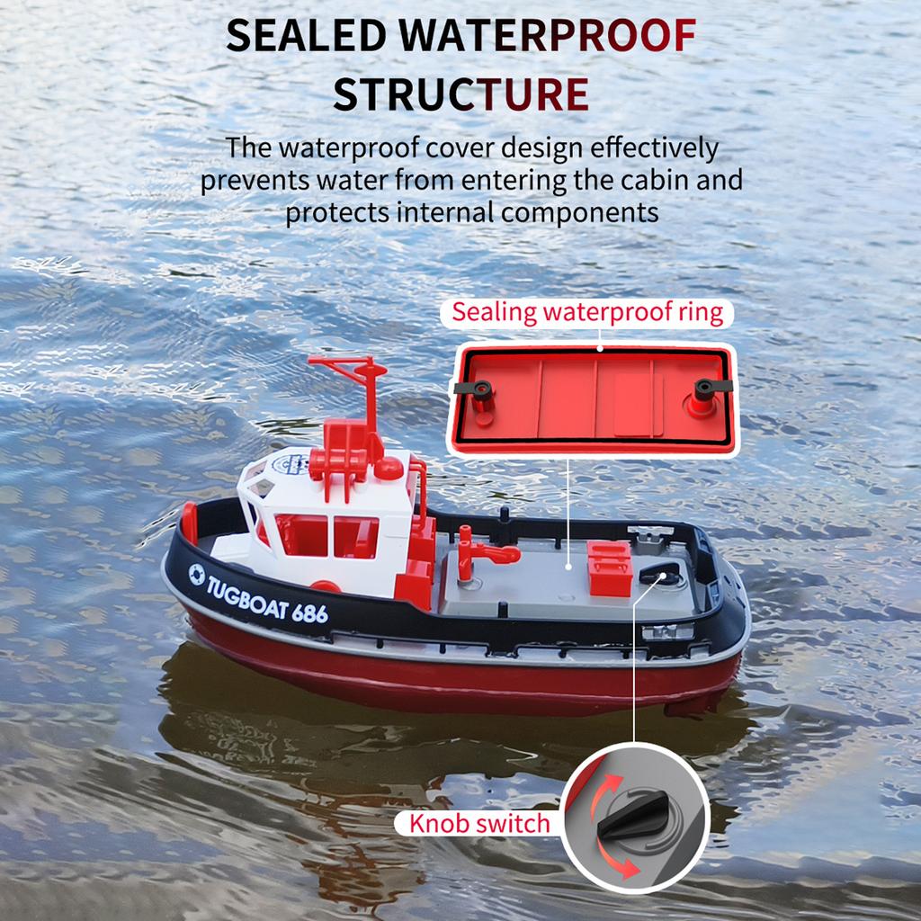 Remote Control Boat, 1:72 Remote Control Boat for Pool & Lake, 2.4GHz Remote Control Tugboat for