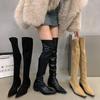Stretch Women Over The Knee High Boots Fashion Soft Leather Shoes Autumn Winter Thick Heel Ladies Long Booties