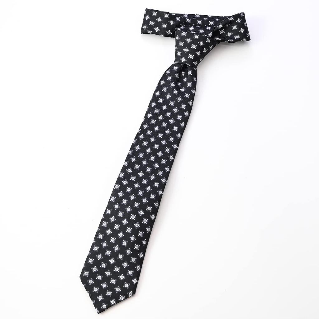 Dunhill Day 8cm Printed Made In Italy Father's Men's Tie, Black, Wide, 100% Silk, Gasket, 23RPTP4G5001, [Product Code 23RPTP4G5001]