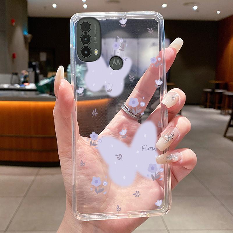 Case For Motorola MOTO E20 E30 E40 Clear Luxury Butterfly Fashion Flower Soft Silicone TPU Phone Cover for MOTO E40 E30 E20 Case
