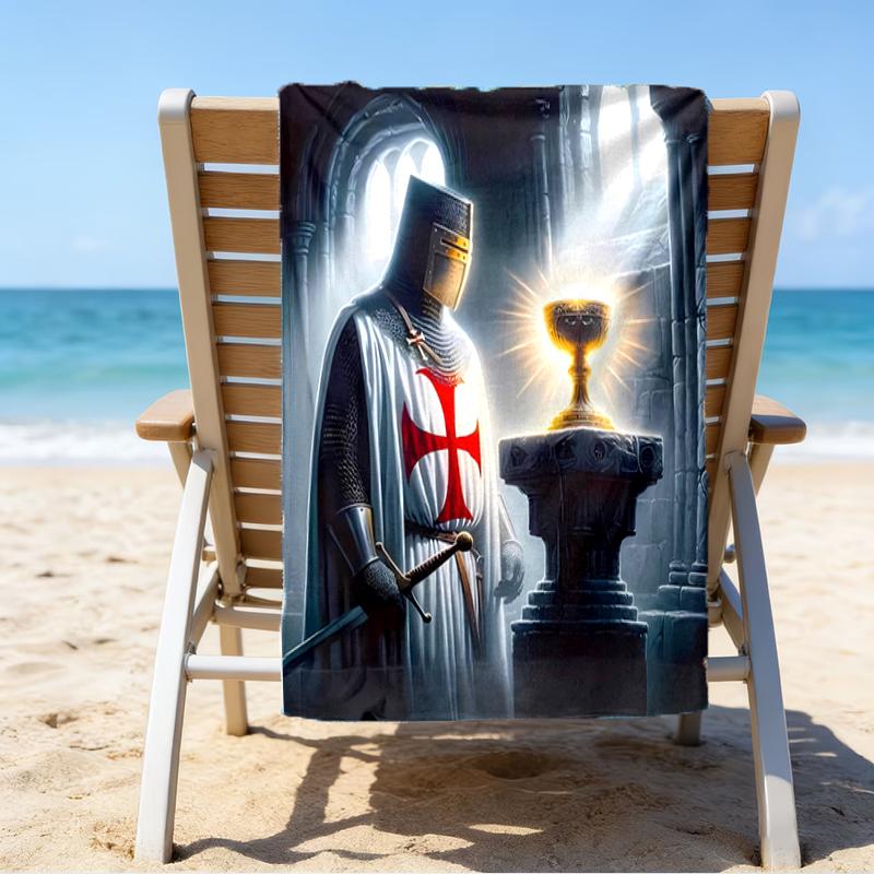 proof beach towel with a Knights Templar1 pattern - soft,absorbent,quick-drying,machine washable - perfect for swimming,camping,bathing