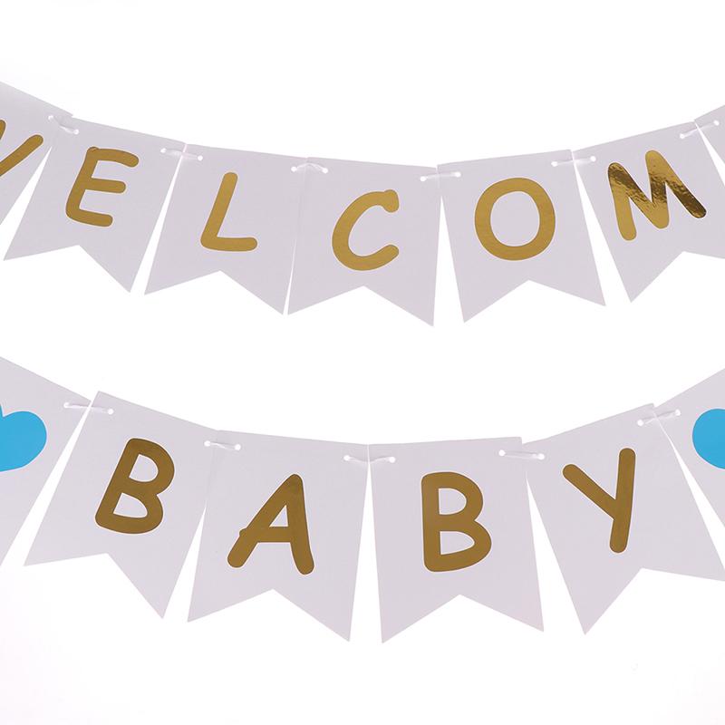 Birthday Decoration Welcome Baby Banners Paper Flags Baby Shower Banners
