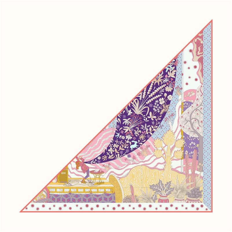 POBING Silk Scarf Women Geometric Triangle Scarves Head Echarpes Silk Foulards Femme Wraps Beach Shawls Bandana Lady Hijabs