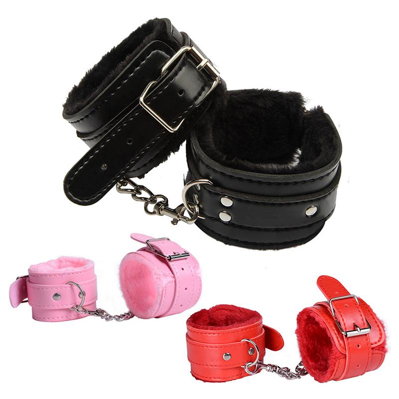 Long Flush Handcuff BDSM Handcuffs Hand Restraint Bondage Gear SM Slave Erotic Play Sex Ankle Handcuffs Detachable Chain Clasp