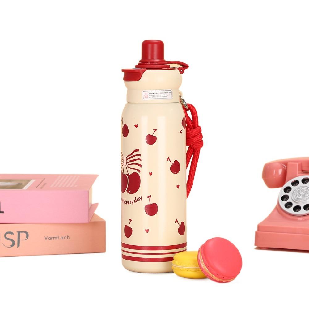 Милая вакуумная чашка 620 мл с изоляцией или охлаждением со соломинкой, изолированная чашка, термобутылка для воды большой емкости для студентов и детей