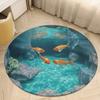 3D Goldfish Underwater Cave Carpet Anti Slip Round Carpet Home Decoration Living Room Floor Mat Blue Sea Fish Pattern Rug
