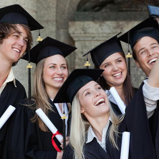 Форма бакалавра 2025 года с золотыми висячими ушами и шляпой-шипом унисекс для выпускного фотосессии