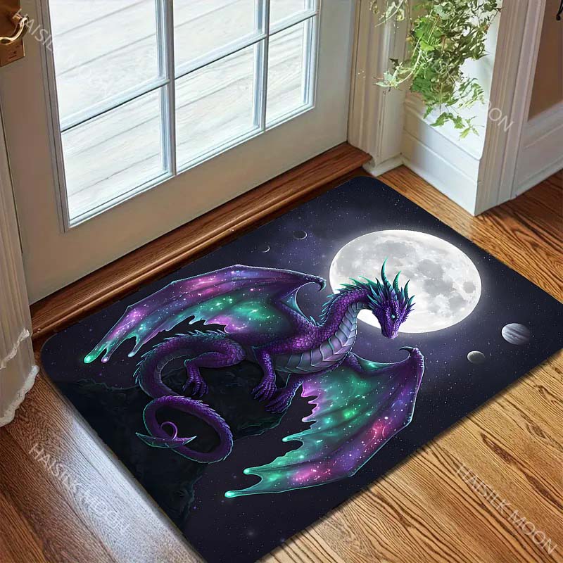 Multiple sizes Purple dragon, moon backdrop Print Carpet Rug for Living Room Bedroom Sofa Doormat Home Decor Non-slip Floor Mat