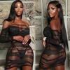 Women's Beach Wear Sexy Mesh See Through Hollow Bodycon Dress Female Erotic Mesh Transparent Short Skirt Costumes Sex Bodysuit