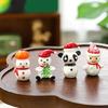 Holiday Miniature Glass Snowman Reindeer Santa Sculpture Tabletop Shelf Decoration For Christmas Display Party Gift
