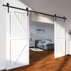 8FT Sliding Barn Door Hardware Kit, 330LBS Heavy Duty Barn Door Track Kit for Double Doors, Fit 3.7-4.3FT Total Wide and 1.3"-1.8" Thick 2 Door Panel,