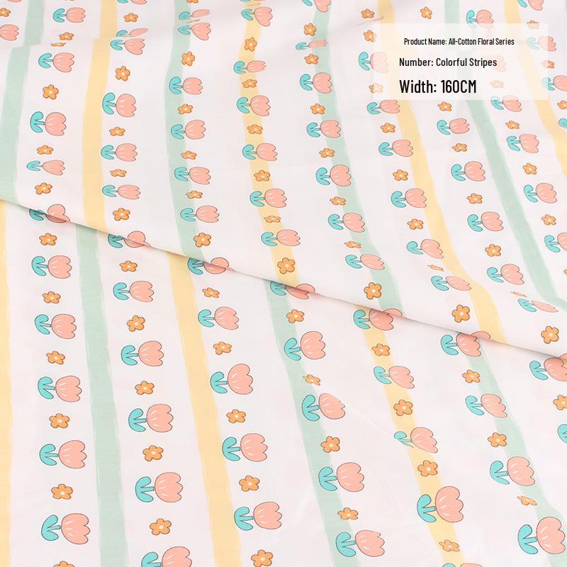 Тщательно отобранная хлопковая саржа с цветочным принтом для детского платья и детского постельного белья