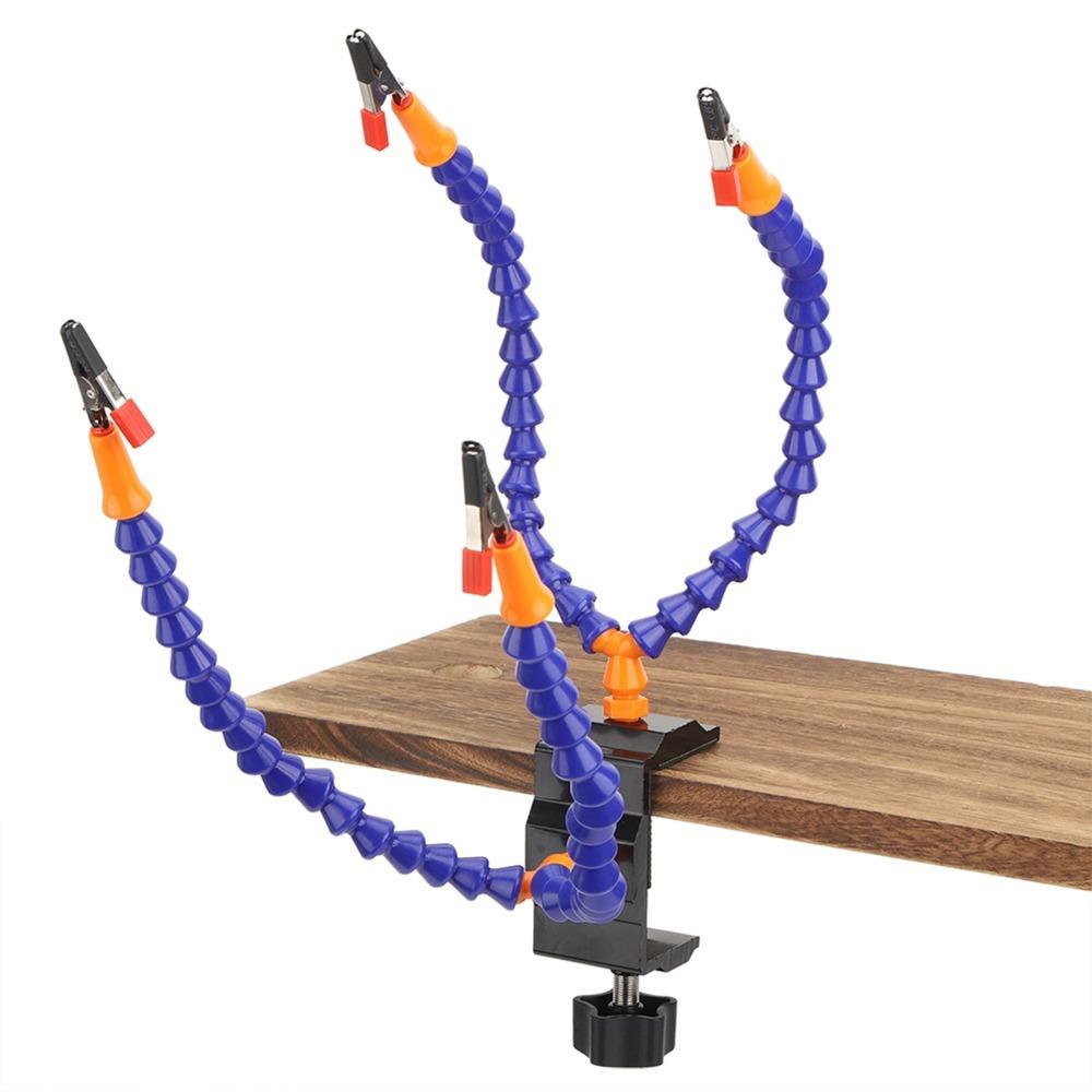 7pcs Easy to Bend 4 Arms Soldering Holder Blue Soldering Clamp Aid Automobile Maintenance