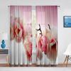 Pink Magnolia Spring Flowers Sheer Curtains for Living Room Bedroom Kitchen Hotel Decoration Chiffon Tulle Voile Window Curtain