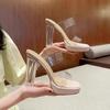 Transparent High Heels Women's New Summer Waterproof Table Sandals with Thick Heels and Small Size Cool Slippers