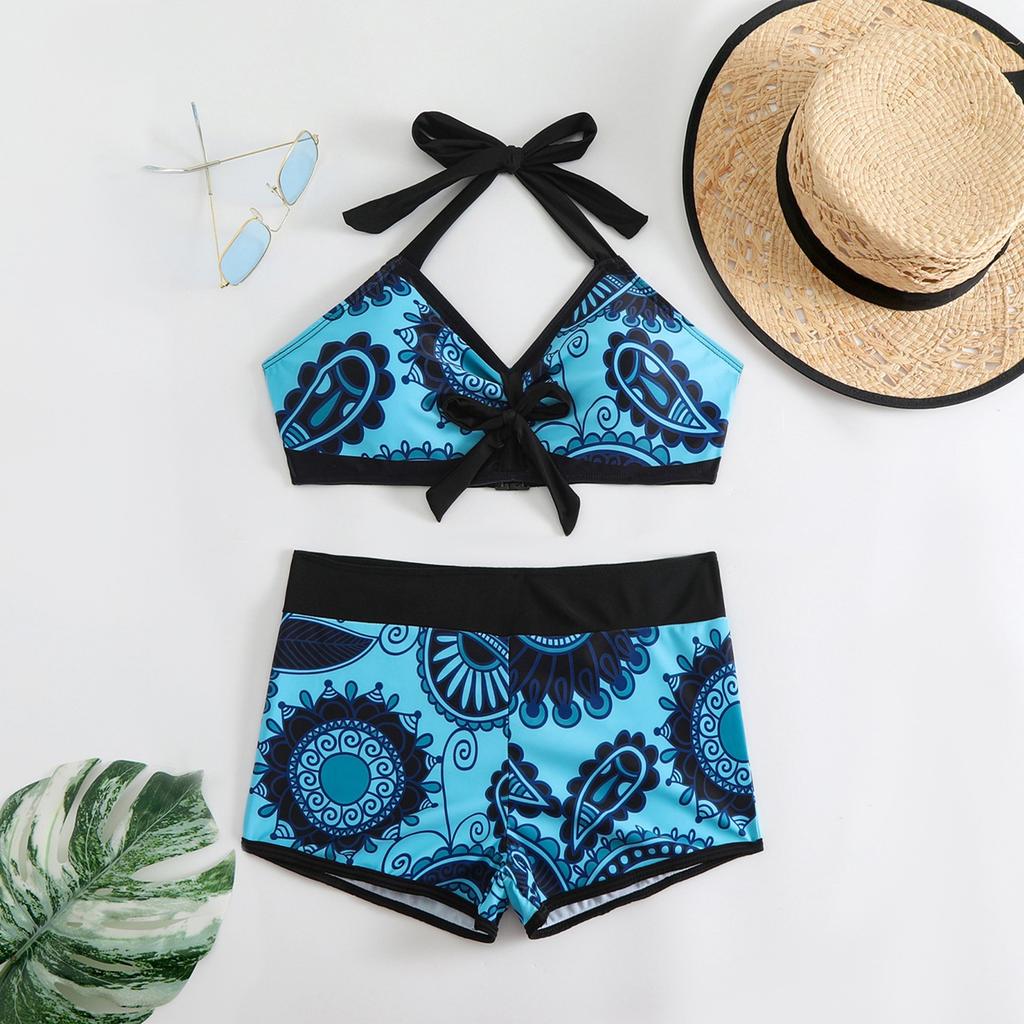 Women's Split Fashion Sexy Bikini Print With Breast Pad Without Steel Bracket Swimsuit