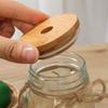 Storage Bottles Silicone Seal Ring Mason Jar Lid With Straw Hole Wide Mouth Cup Bamboo Wood Lids