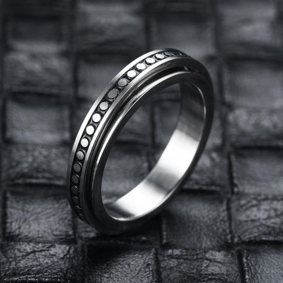 Unisex Ring Geometric Artistic Titanium Steel Rotatable Outer Finger Ring for Party