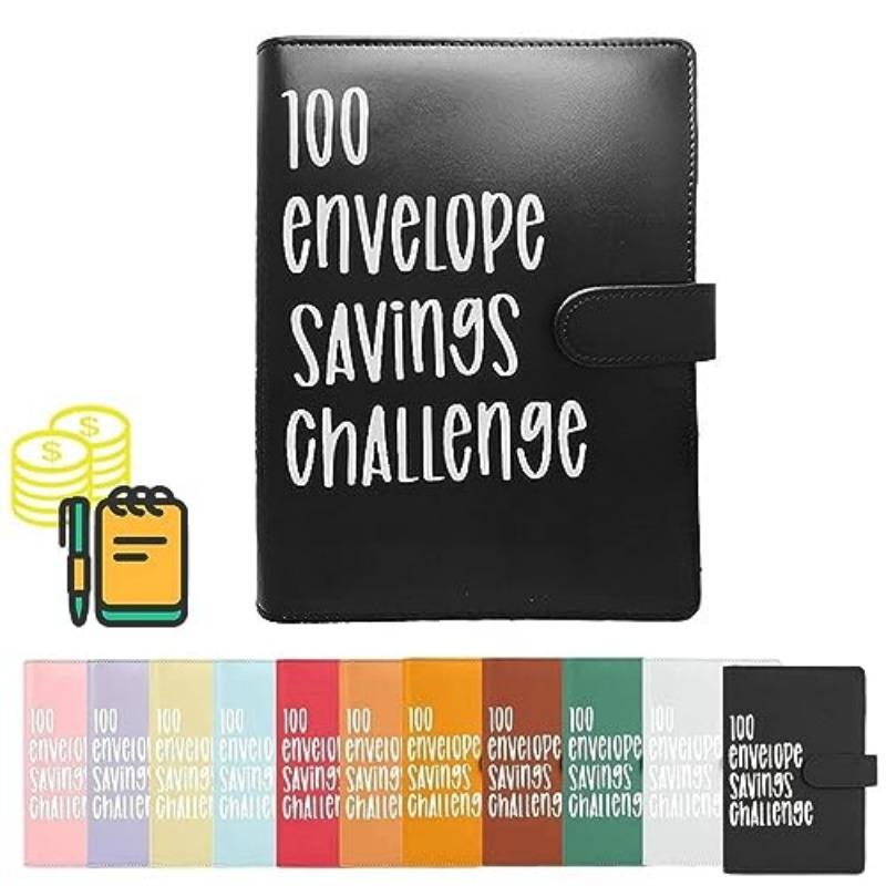 Простой и интересный способ сэкономить 5050 долларов, папка-переплет для бюджетной книги Savings Challenge с конвертами для наличных, книга-планировщик бюджета для составления бюджета, коричневая и черная