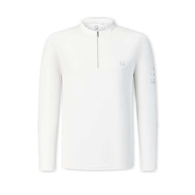 Men's FILA T-Shirts Men's Mist White Stand Collar Moderate Straight Fit
