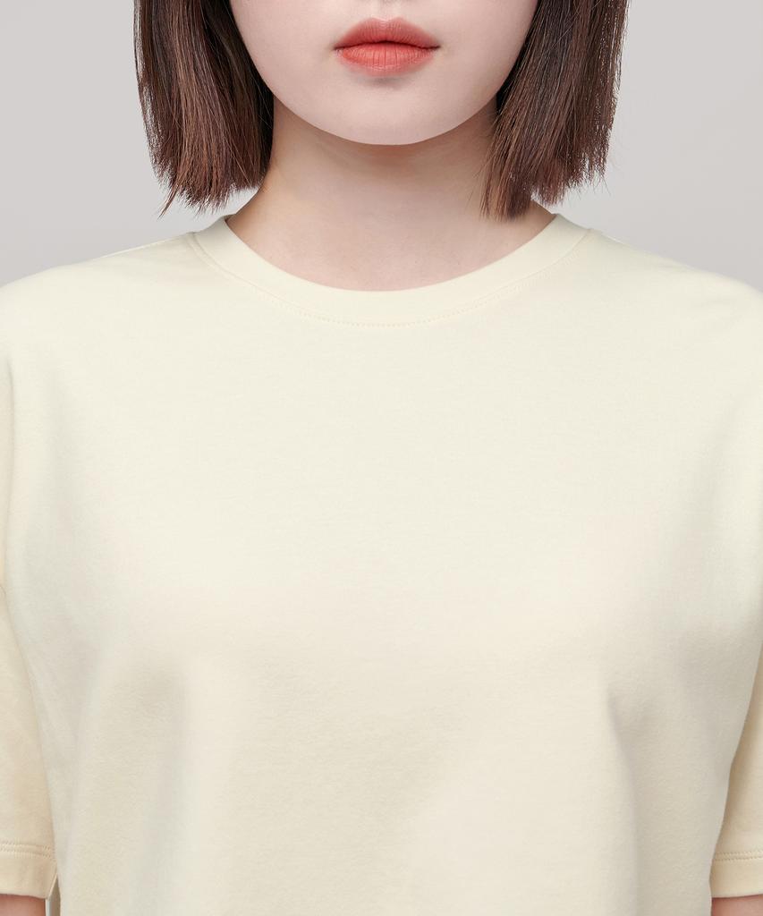 MUSINSA STANDARD WOMAN Женская укороченная футболка свободного кроя с круглым вырезом [Цапля]