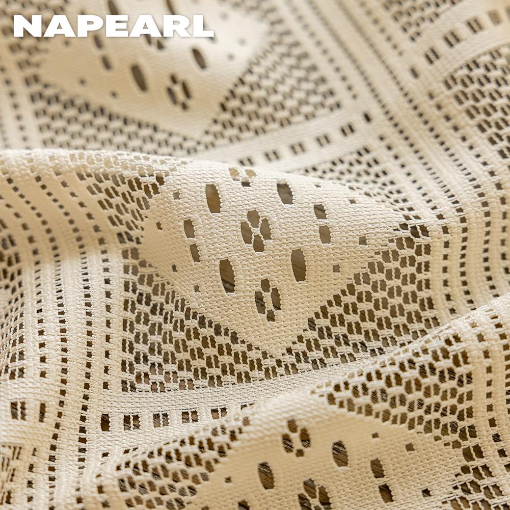 1 шт. NAPEARL 10-20% затемнение французский ретро однотонный ажурный ромбовидный сетчатый бахрома полупрозрачный занавес для гостиной спальни балкона домашний декор
