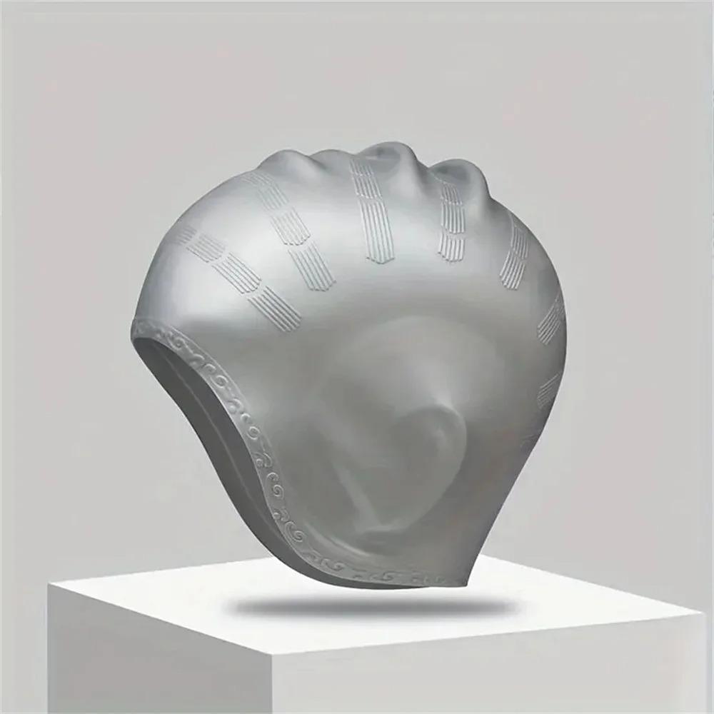 Прочная силиконовая шапочка для плавания с карманами для ушей для взрослых и подростков защищает длинные волосы, обеспечивает высокую эластичность