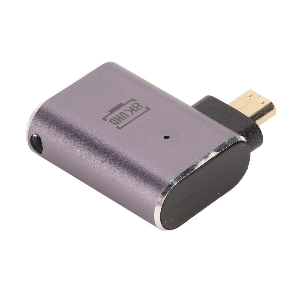 Left Angle HD Female To Micro HD Adapter with LED Light 48Gbps Support 8K Resolution Plug and Play