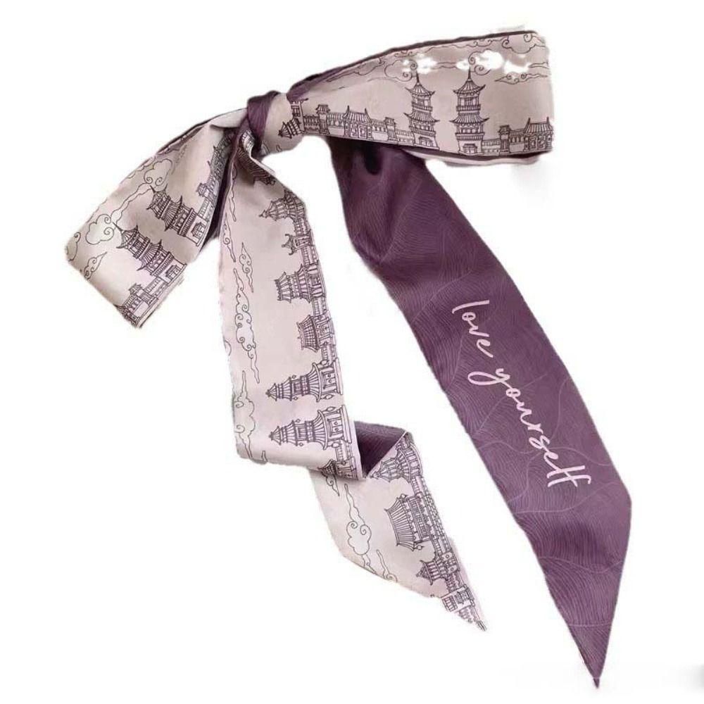 Oil Painting Headscarves Ribbon Floral Scarf Retro Hair Ribbon Scarf