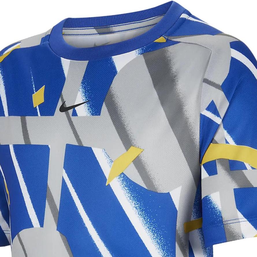 Nike Футболка Dri-FIT Multi Logo Printed Striped с круглым вырезом и коротким рукавом для детей, цвет синий FD3930-480