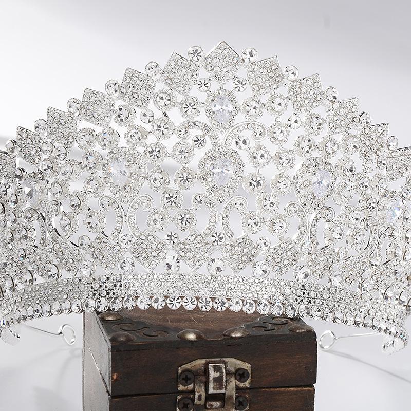 Королева Большие Короны Кристалл Свадебные Украшения Диадемы Барокко Стразы Драгоценности Дубайские Украшения Вечеринка Свадьбы Аксессуары Для Волос