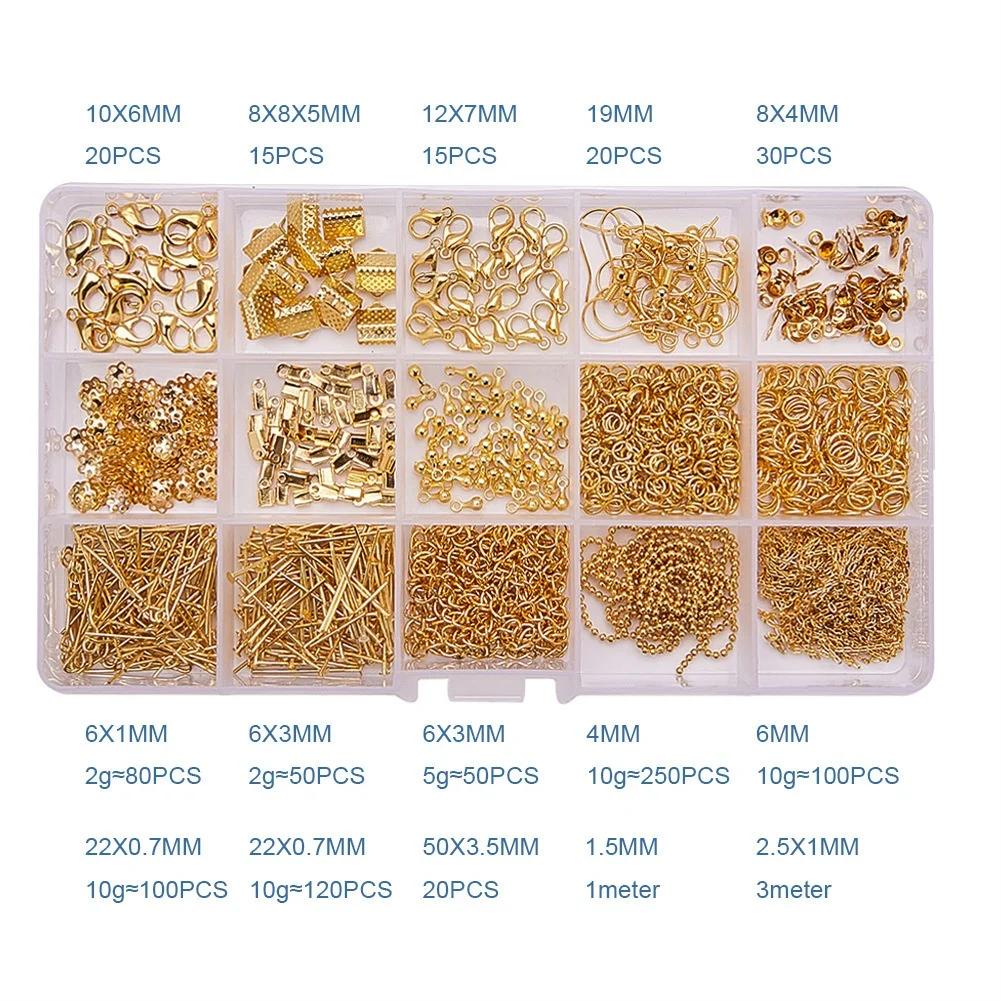 Комплект для изготовления металлических украшений Материалы для самостоятельного изготовления ожерелий Аксессуары Фурнитура и бисерные проволоки Крючки для сережек Комплект принадлежностей для изготовления украшений